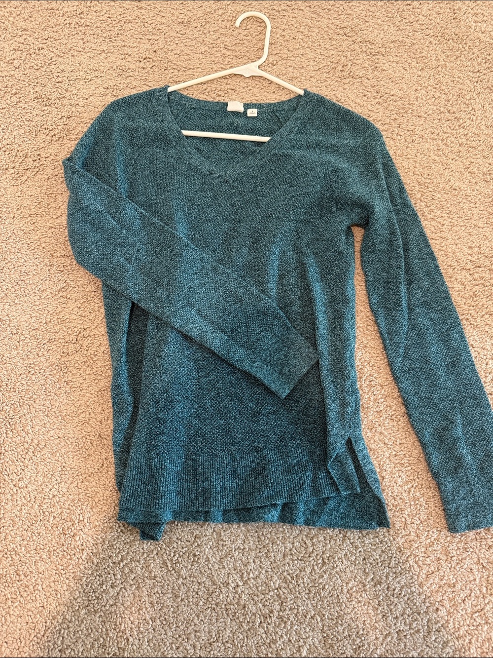 Cozy V-Neck Long Sleeve Sweater - Teal
